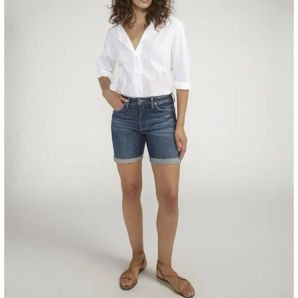 Silver Jeans Co. Women's Sure Thing Long High Rise Shorts Size 27  NWT